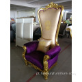 Fornecer cadeira royal king throne, cadeira PU bergere, cadeira de couro roxo para hotel com encosto alto